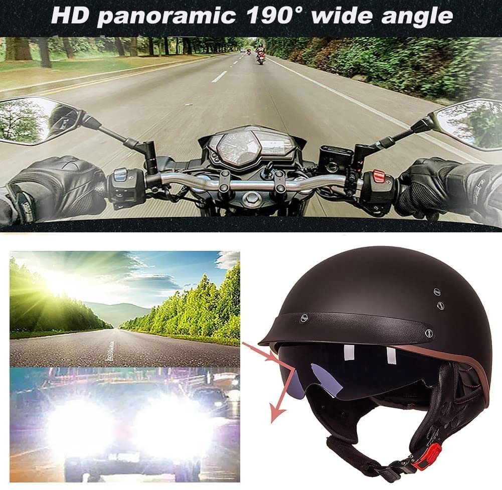 Duitse motorhelm, vintage, open helmen, ECE-getest, halve retrohelm met verstelbare gesp, snelsluiting bril voor volwassenen, M-XXL