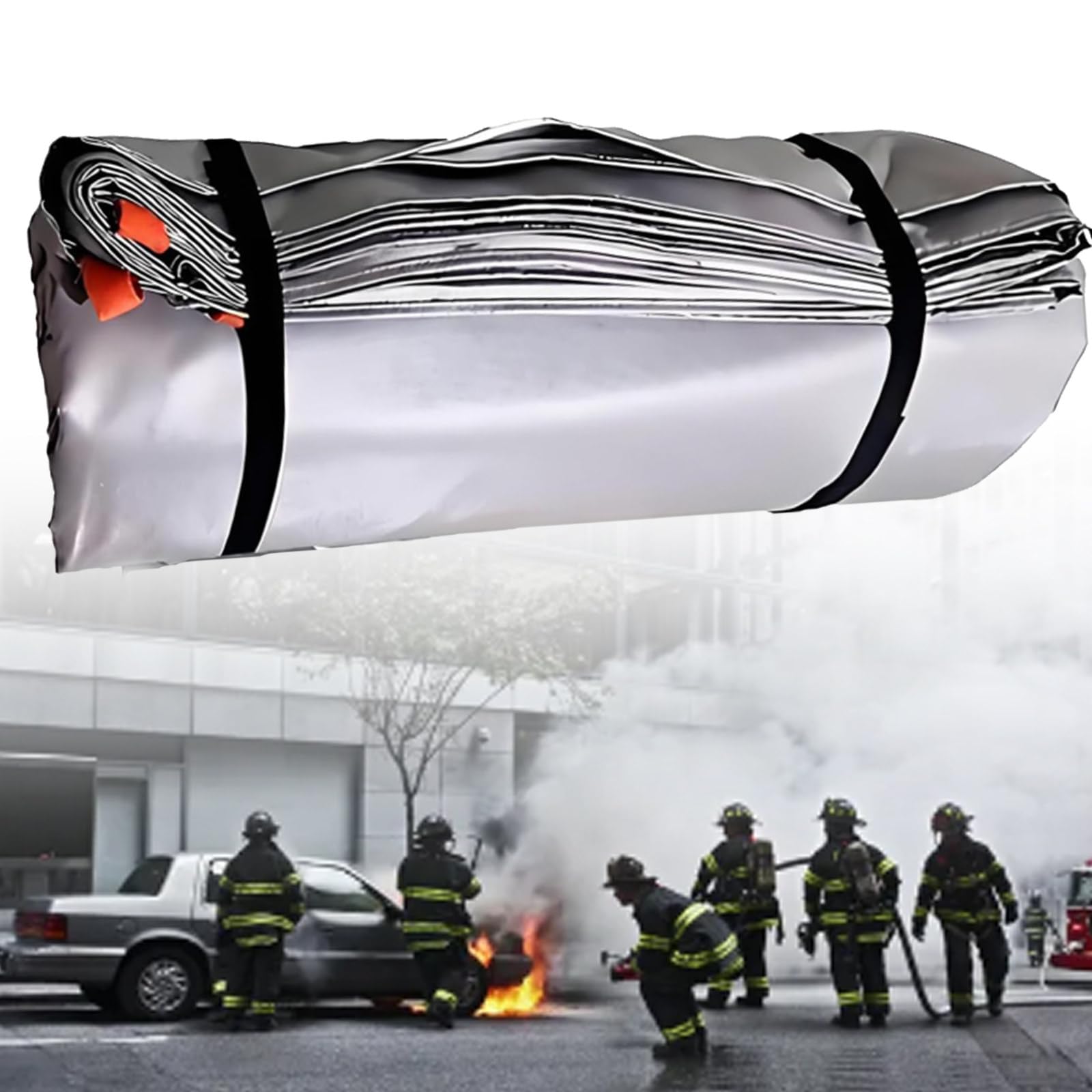 Manta Ignífuga Para Automóviles: Manta Extintora De Emergencia Reutilizable Para Vehículos Eléctricos Y Combustible, Fibra Vidrio Recubrimiento Silicona Esencial Seguridad Contra Incendios 4×6M