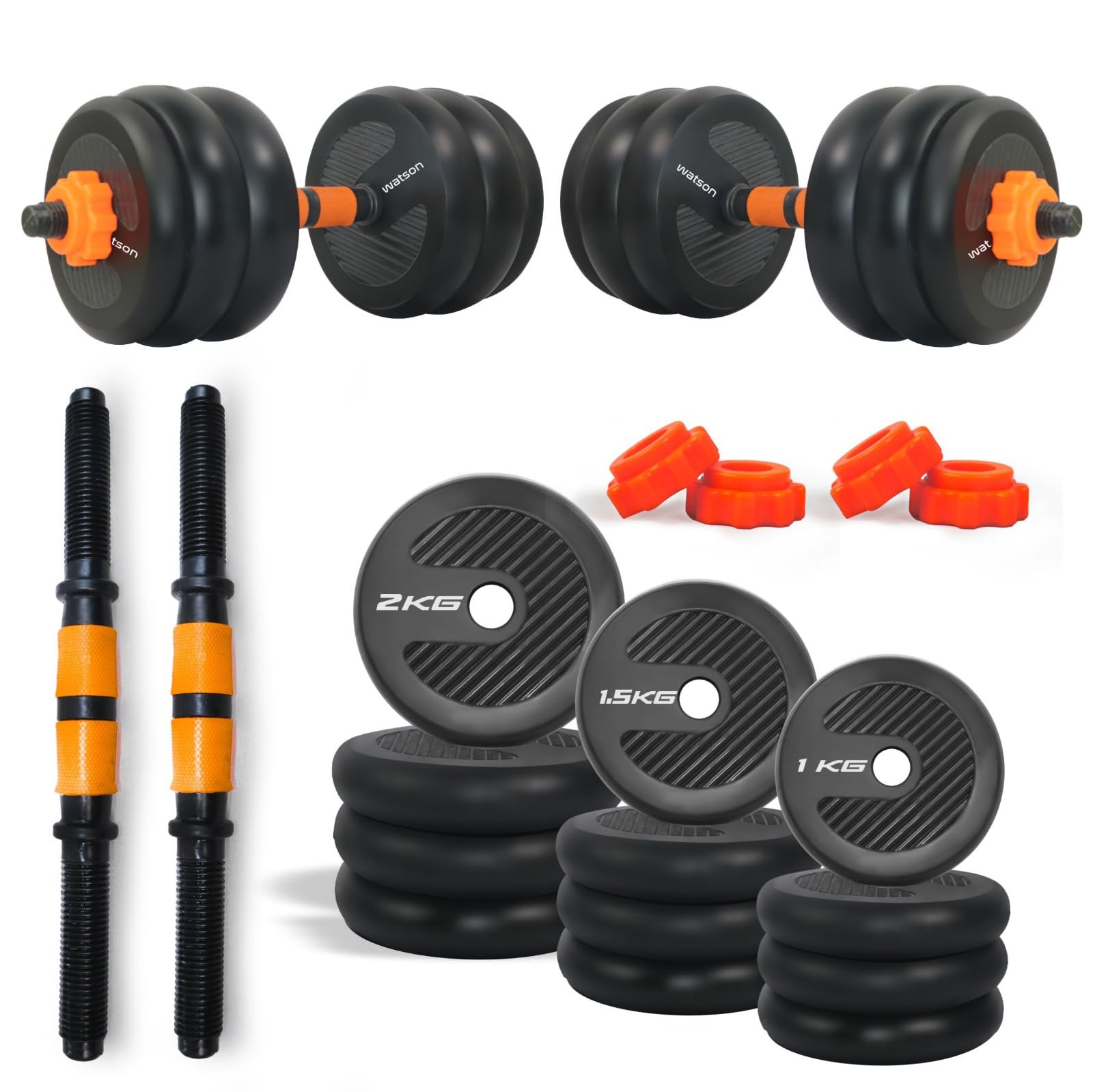 WATSON 13-in-1 Rubber Dumbbell Set, Adjustable Weight Set From 4Kg to 40Kg (4kg, 6kg, 8kg, 10kg, 12kg, 14kg, 16kg, 18kg, 20Kg, 22Kg, 24Kg, 26Kg, 28Kg Set) With 17" Dumbbell Rods (B0CQRSTNBV) Amazon Price History, Amazon Price Tracker