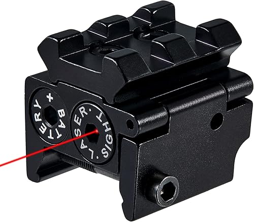 Pinty mira con objetivo con láser rojo, impermeable, de grado militar, de bajo perfil, compacto con montura de riel y accesorios.