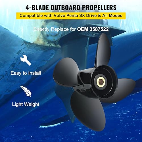 Miniatura 2 de VEVOR Outboard Propeller, Compatible with Kinds of Outboard Motos.