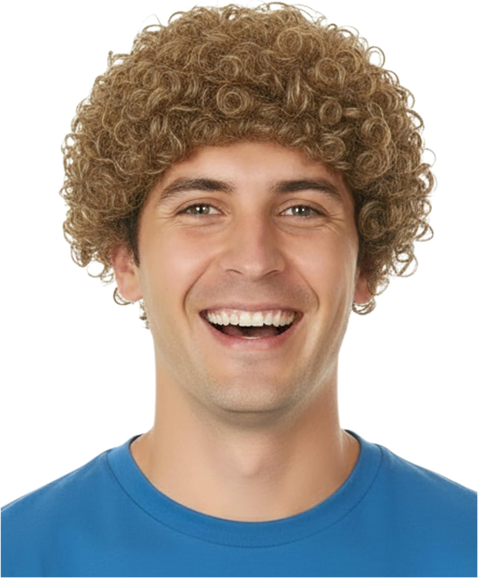 Light Brown Afro Wig Curly Buddy Brother Wig Costume Accessory - One Size
