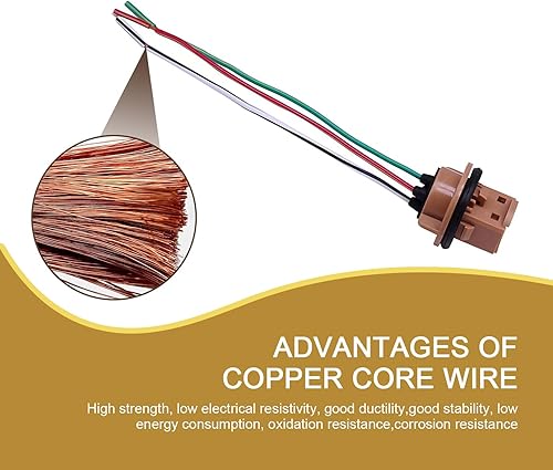 Miniatura 5 de Pack-2 Automotive 7443 - Soporte para bombilla de freno, conector de arnés de coleta, adaptador hembra de plástico con aislamiento impermeable, para