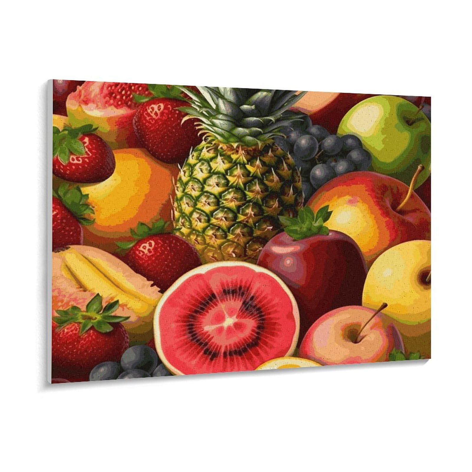 BVNMT Malen nach Zahlen, Ölgemälde zum Selbermachen, Motiv: frische saftige Früchte, bedrucktes Leinwand-Ölgemälde mit Rahmen, 40,6 x 30,5 cm, für Erwachsene, Anfänger, Malen nach Zahlen, für
