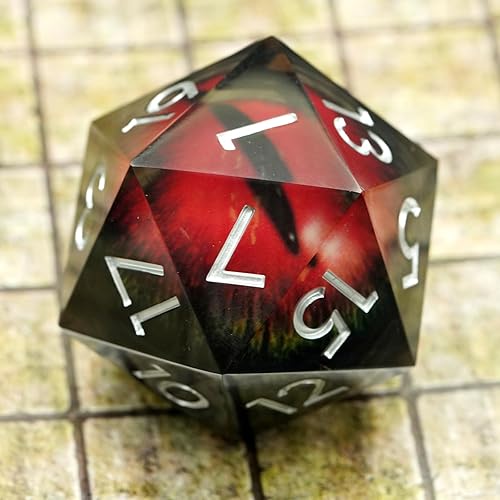 Miniatura 4 de Dados Dungeons and Dragons D20 con estuche de regalo, dados jumbo de globo ocular de 1.776 pulgadas (1.969 in), dados poliédricos de borde afilado