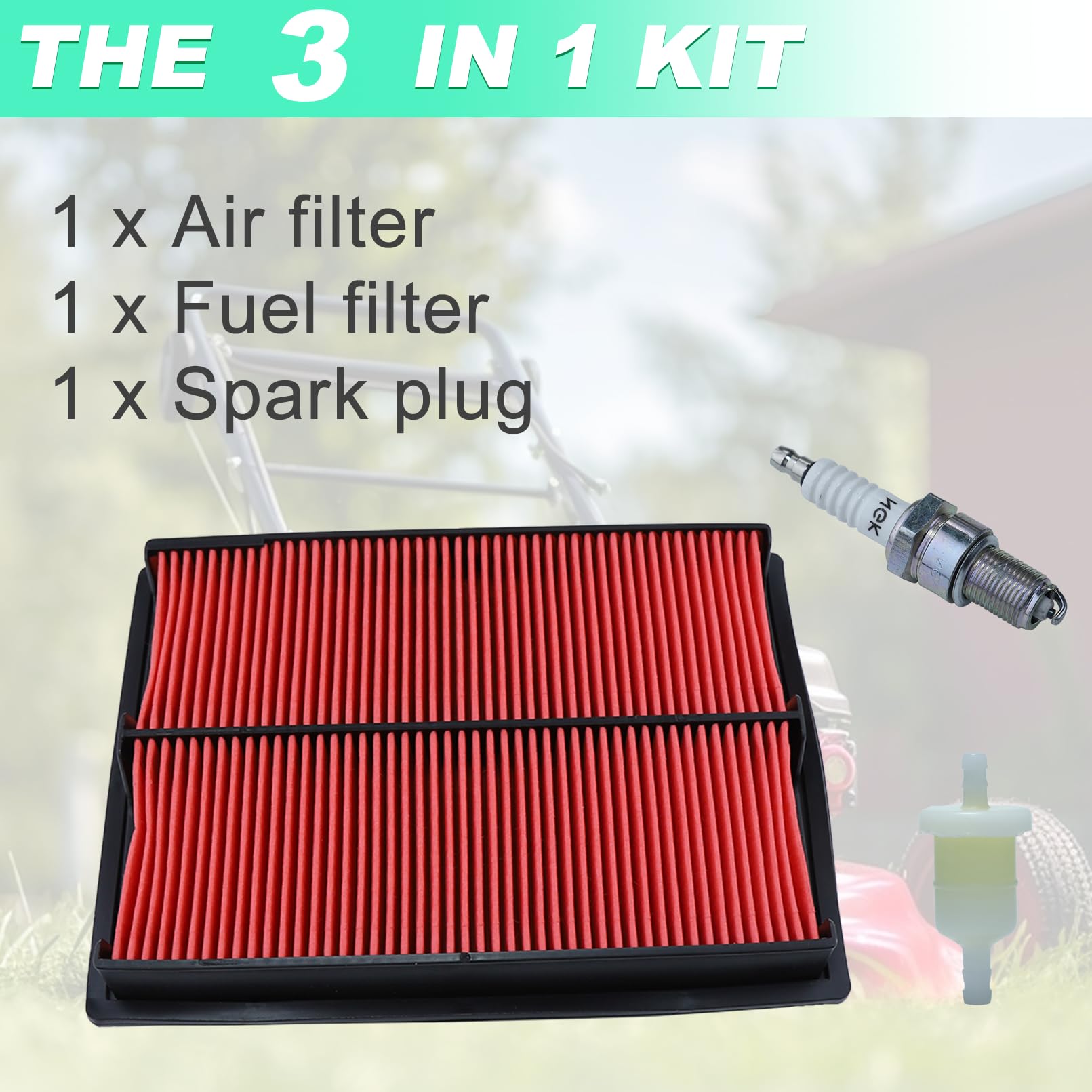 Filtro Aria con Prefiltro per Honda GX620 GX610 GX670 e Motore 18CV 20CV 24CV, ADEFOL Filtro dell'aria con Candela e Filtro Carburante Pezzi di Ricambio Accessorio Motore
