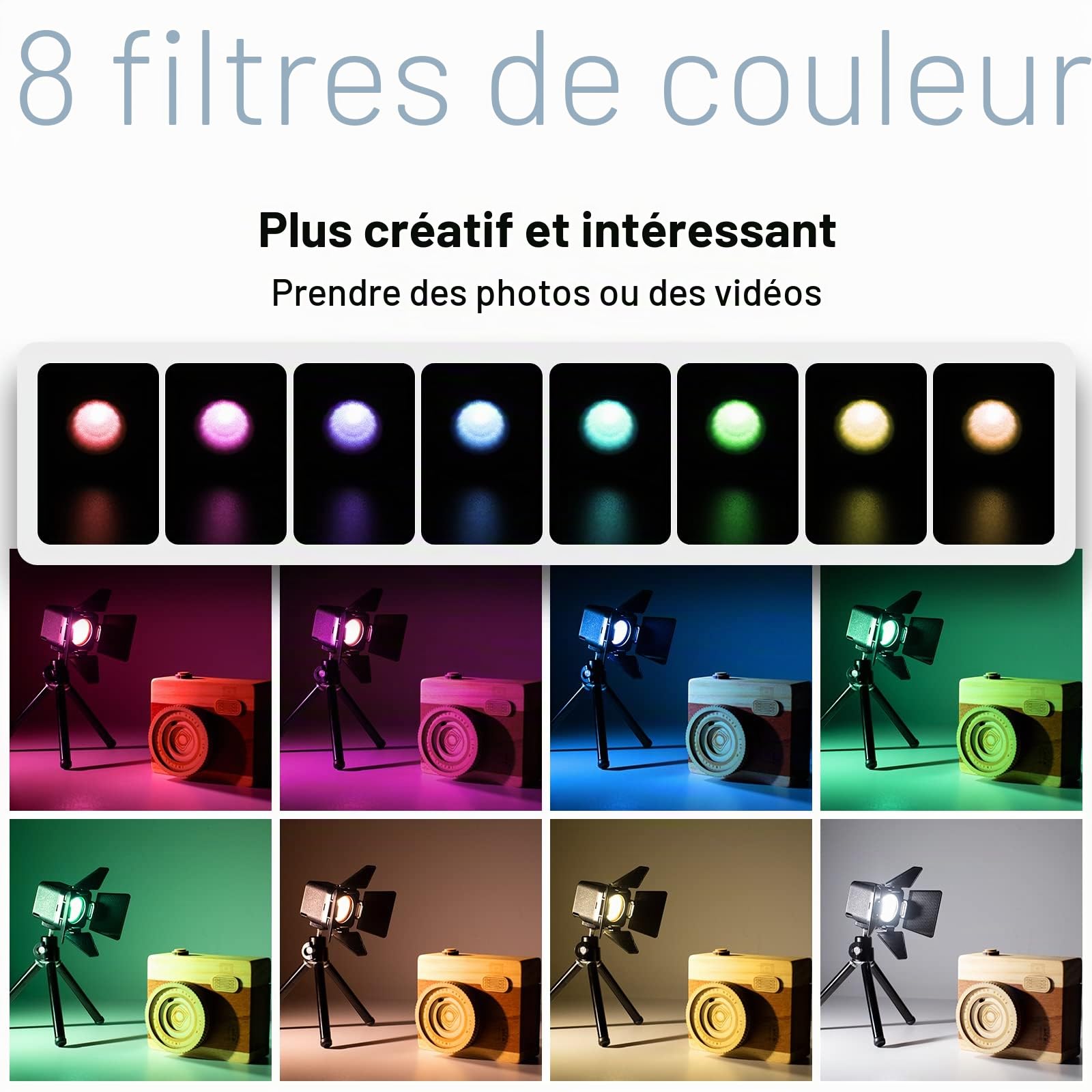 SMALLRIG Lampe Vidéo à LED, Kit d'Éclairage Portable Étanche, Mini Cube avec 8 Filtres de Couleur, Lampe de Photographie à Remplissage Variable 5600K CRI95-3405