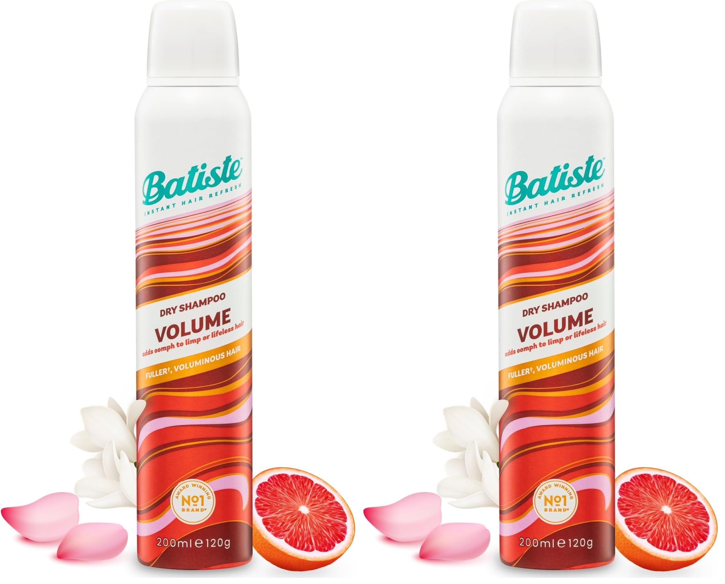 Batiste Dry Shampoo and Volume 200ml, Hair Benefits with Plumping Collagen, No Rinse Spray to Refresh Hair in Between Washes (Pack of 2)