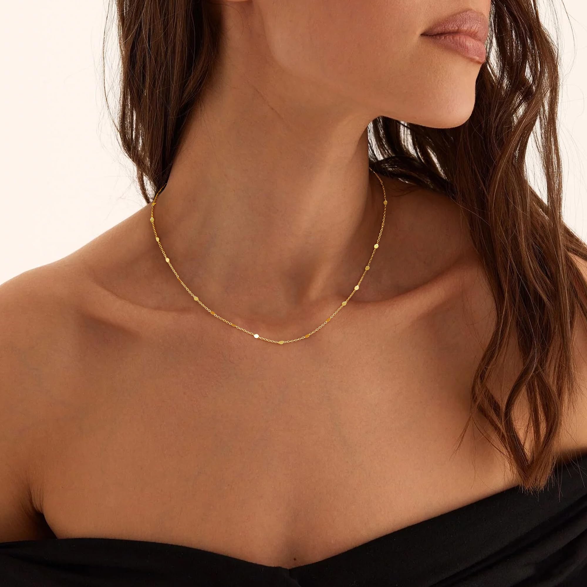 JeweBella Kette Gold Damen Wasserfest Halskette Damen Gold Kette/Herz/Kugel/Rund/Perlenkette 18K Goldkette Silberkette Dünn Choker Kette Damen Silber/Gold Schmuck Geschenke
