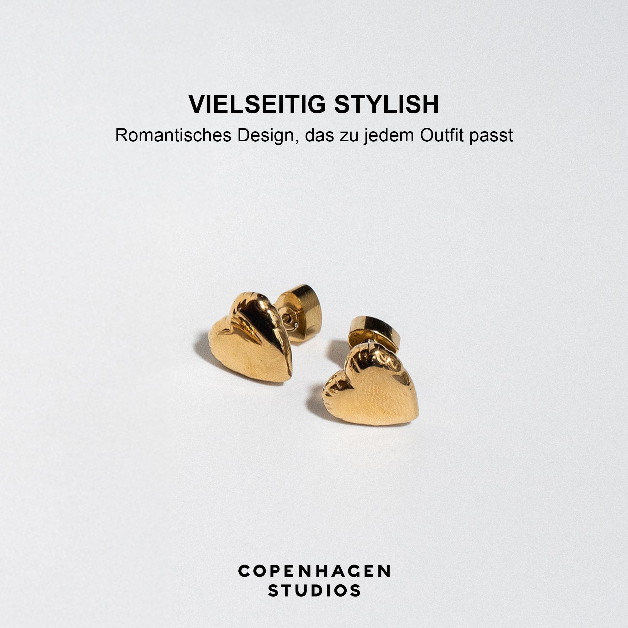 COPENHAGEN STUDIOS Ohrringe Balloon Hearts - romantische Ohrstecker für Damen in Herzform aus poliertem Edelstahl - wasserfest & hautfreundlich