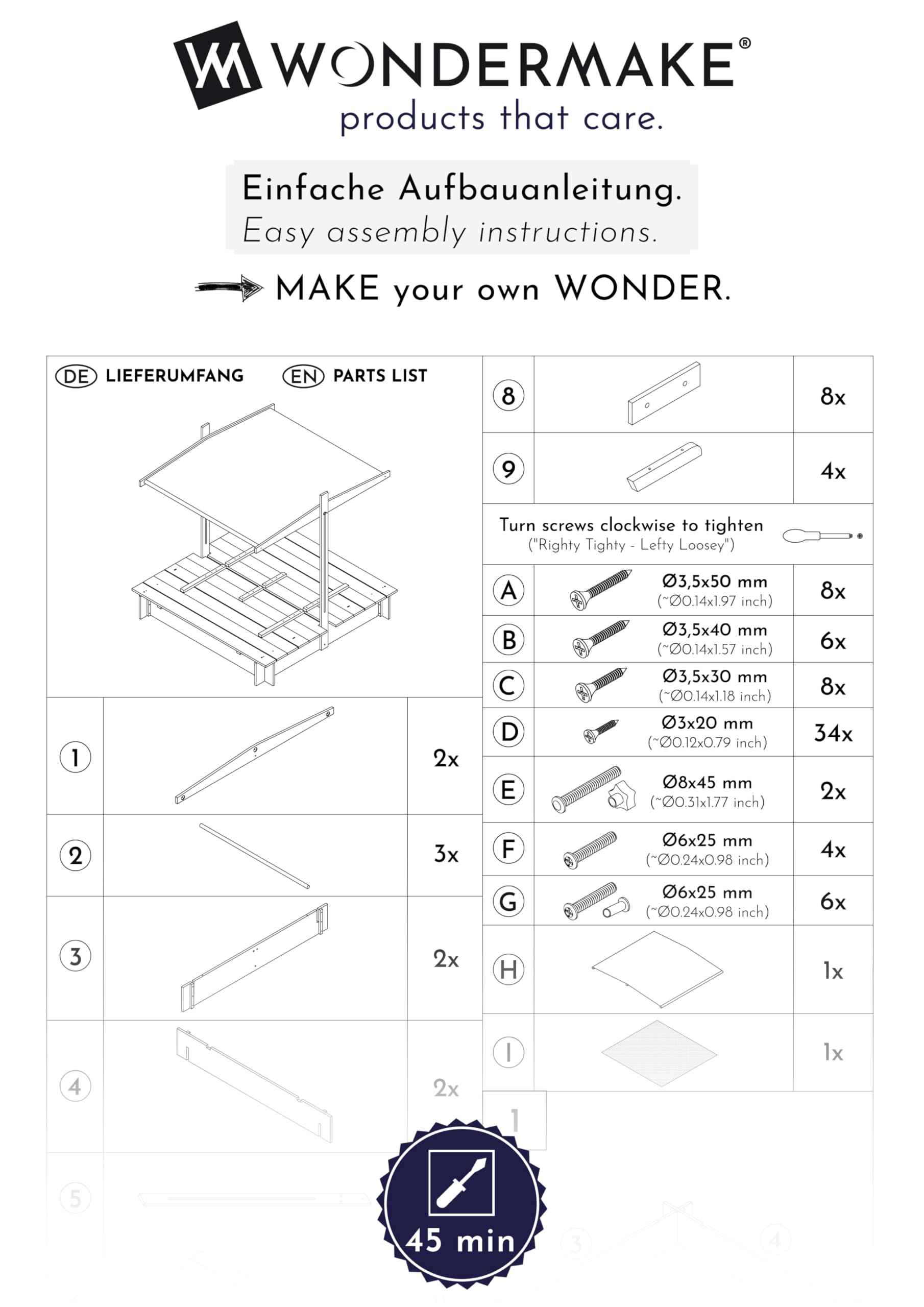 Arenero de diseño de madera con techo, cubierta y banco, caja de arena para niños con tapa plegable, protección solar UV, caja de arena cuadrada para jardín, parque infantil, 120 x 120 cm
