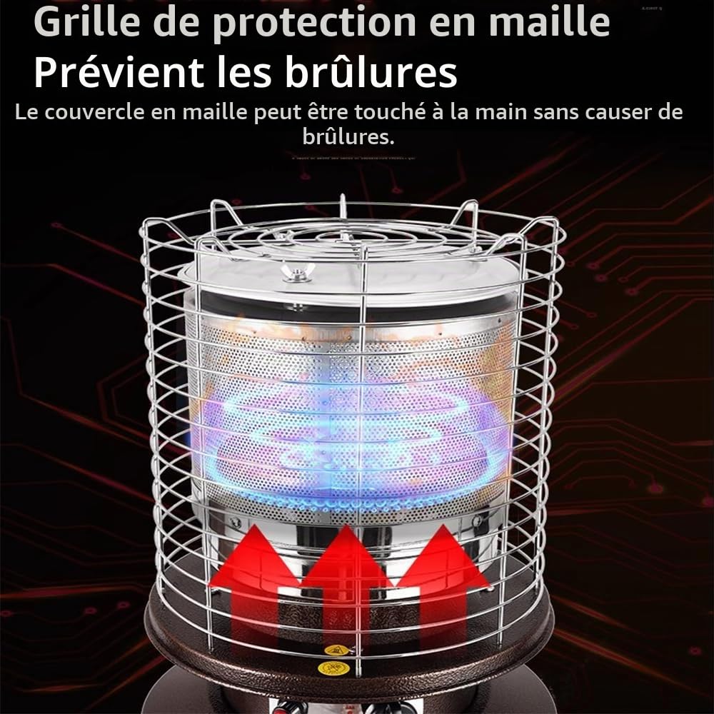 Chauffage à gaz extérieur avec,Double Couche en Acier Inoxydable,Dispositif Anti-basculement,avec des roulettes et Une Table Ronde,Triple système de sécurité,pour Grandes terrasses, Jardins