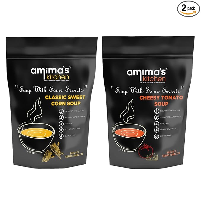 Combo Of Classic Sweet Corn + Cheesy Tomato 100 Grams (Pack Of 2) | Instant Soup Mix Powder | Ready To Cook | No Artificial Flavour & Colour | Gluten Free | Non GMO | Healthy Soup