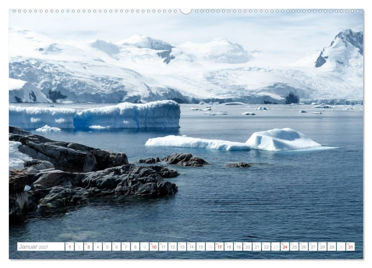 CALVENDO - Antarktis - Das Reich der Pinguine (hochwertiger Premium Wandkalender 2027 DIN A2 quer), Kunstdruck in Hochglanz: Antarktis - Lebensraum der Pinguine - Ein Blickfang im Büro und zu Hause