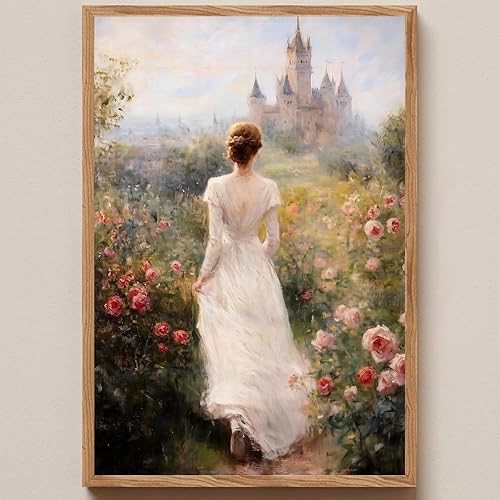Arte de pared de mujer vintage, cuadro de retrato de mujer, arte de pared de castillo, arte de pared victoriana, lienzo de dama victoriana, pintura