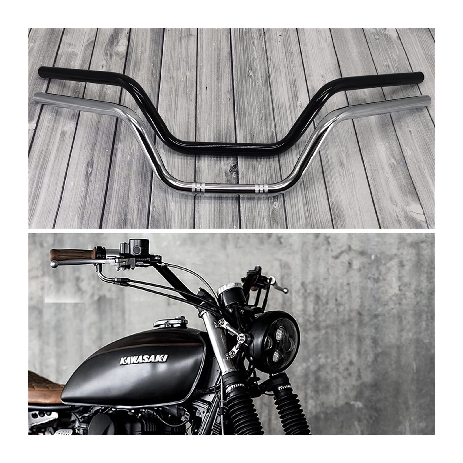 Motorrad Lenker,Motorcycle Handlebar Retro Motorrad-Lenker 22mm 7/8 Klassisches Motorrad-Lenkrad für Royal Enfield Bobber Chopper Cruiser Scooter Griff Bar