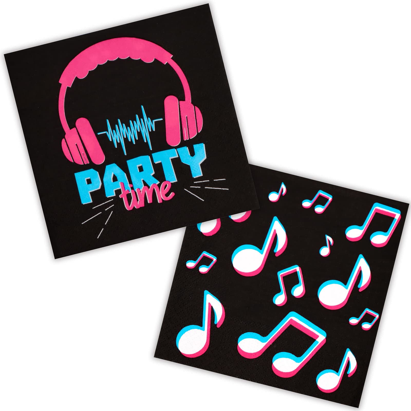 DYLIVeS Music Theme Party Napkins, Music Note Print Party Supplies Disposable Paper Napkins for Birthday, Cocktail, Dinner, Baby Shower for Tik Tok