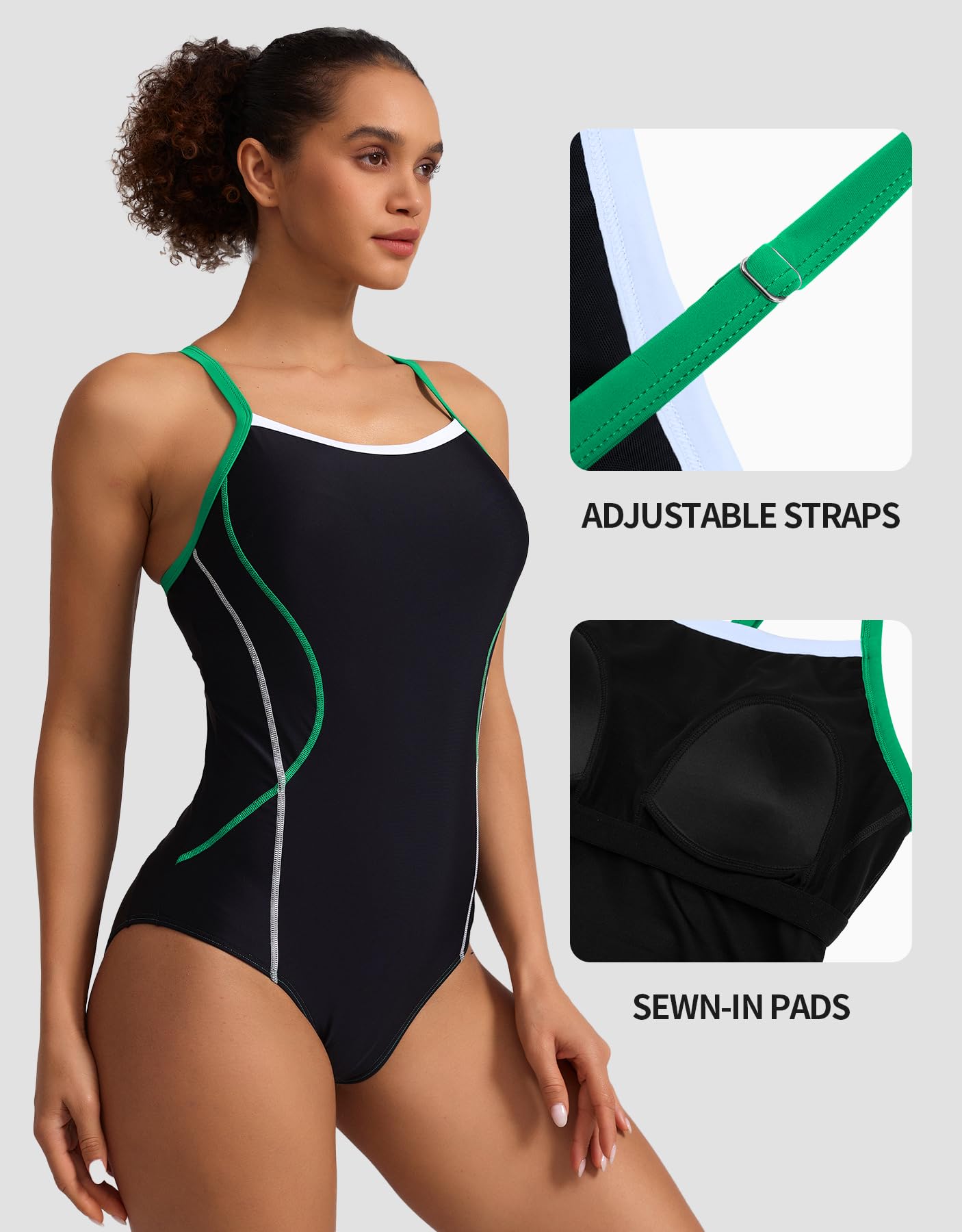 beautyin Womens Adjustable Strap One Piece Swimsuit Athletic Bathing Suit Competitive Swimwear