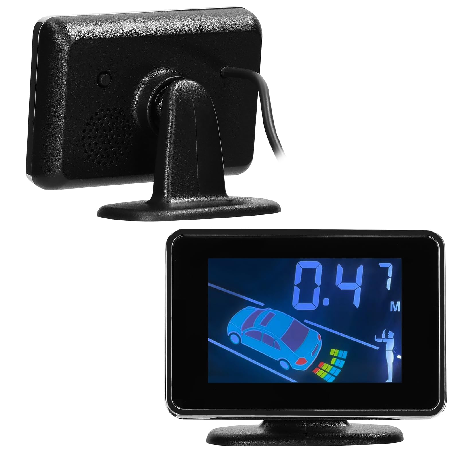 Sistemas del Sensore di Parcheggio per Auto con 8 Sensori - Inversione Anteriore e Posteriore con Avvertimento Sonoro, Display a Distanza LCD Regolabile e modalità di (BLACK)