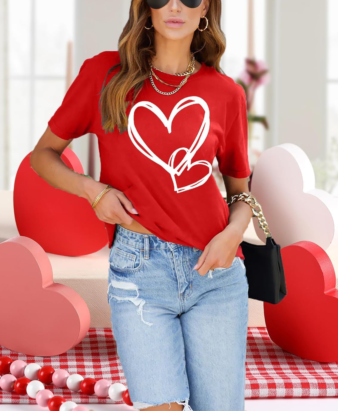 Valentines Day Shirts Women Cute Heart Shirts Valentines Day Gifts Tops - Image 2