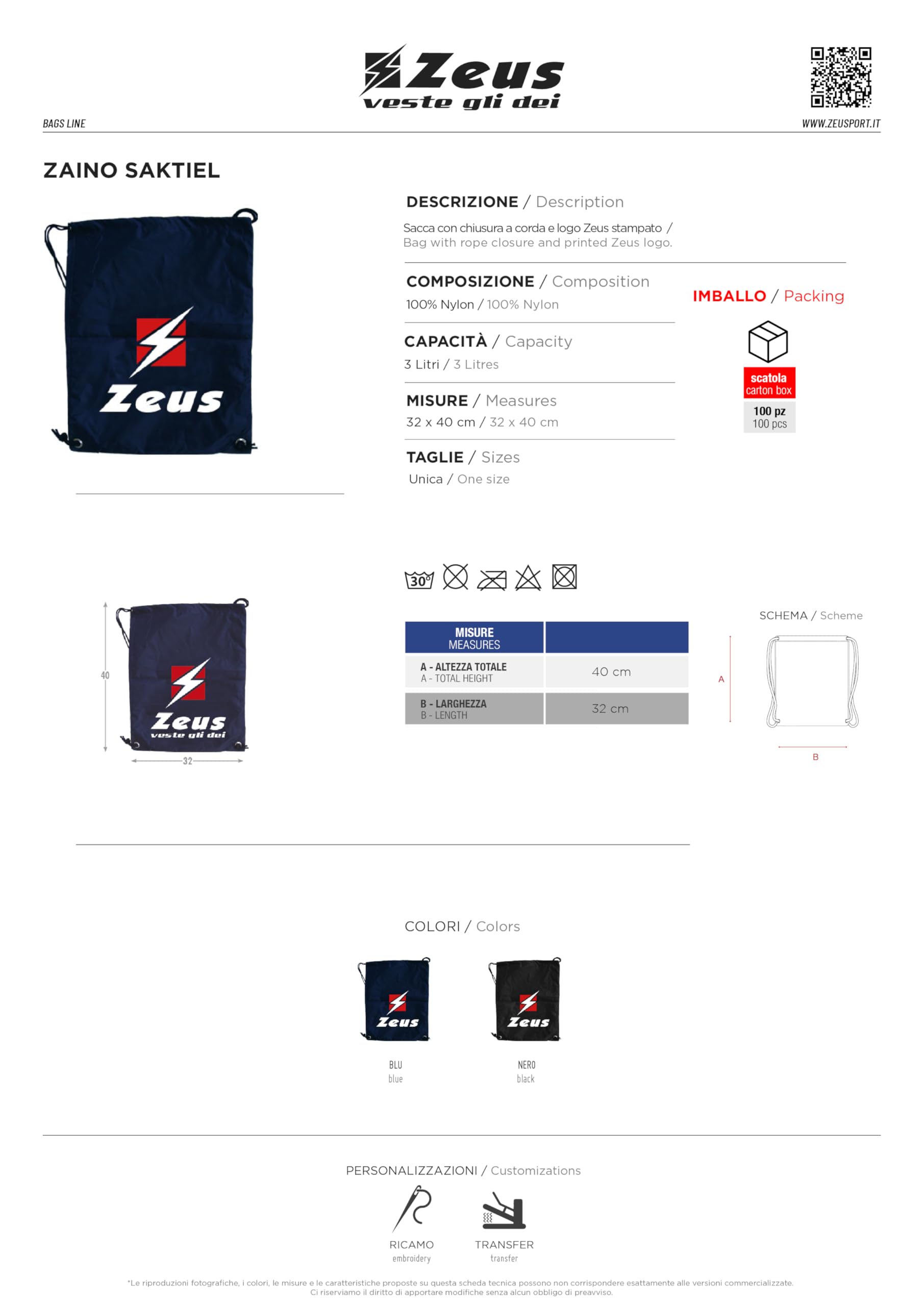 Etoile 50 Zaini Saktiel per Zeus Sacca con Chiusura a Corda Sport Zainetto Calcio Calcetto Relax Fitness Palestra Allenamento Football Tracksuit Zaino Training