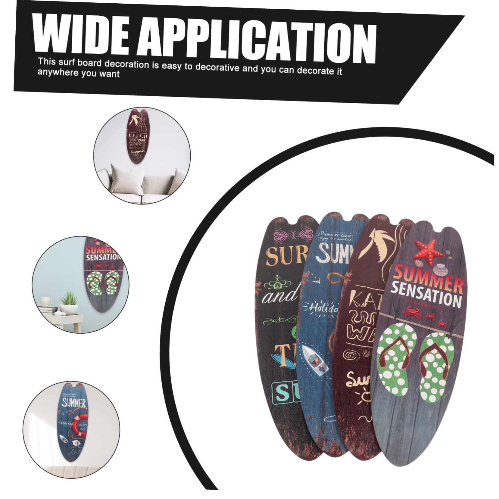 4 Stück Surfbrett Holzschild für Wand und Tür, Sommerdeko