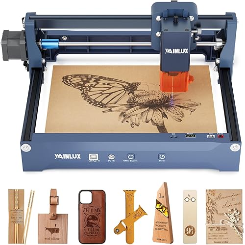 WAINLUX X2 3W Laser Engraver, Desktop CNC Laser Cutter, 200x150mm Work Area, APP Control, High Precision Engraving for Wood, Leather, Acrylic, Glass - Home & Office, Class 1 Safe