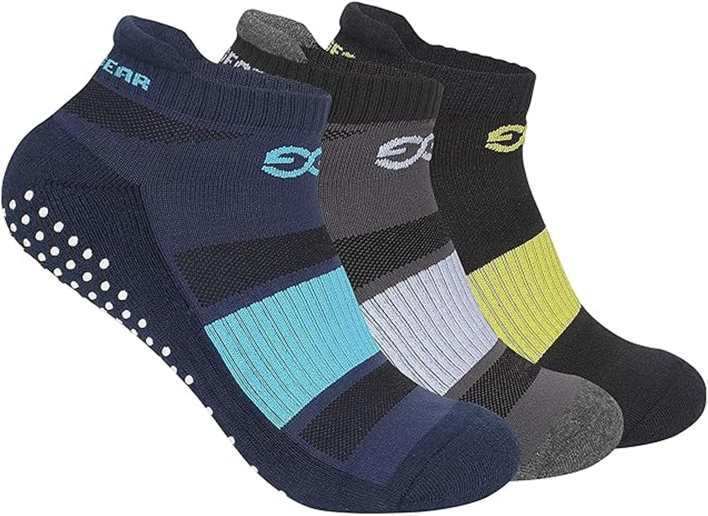 3 Pairs Yoga Sports Socks for Women - Non-Slip Anti Skid Grip, Cotton Cushioned Comfort, Ideal for Exercise, Gym, Walking - Pack of 3 Multicolor