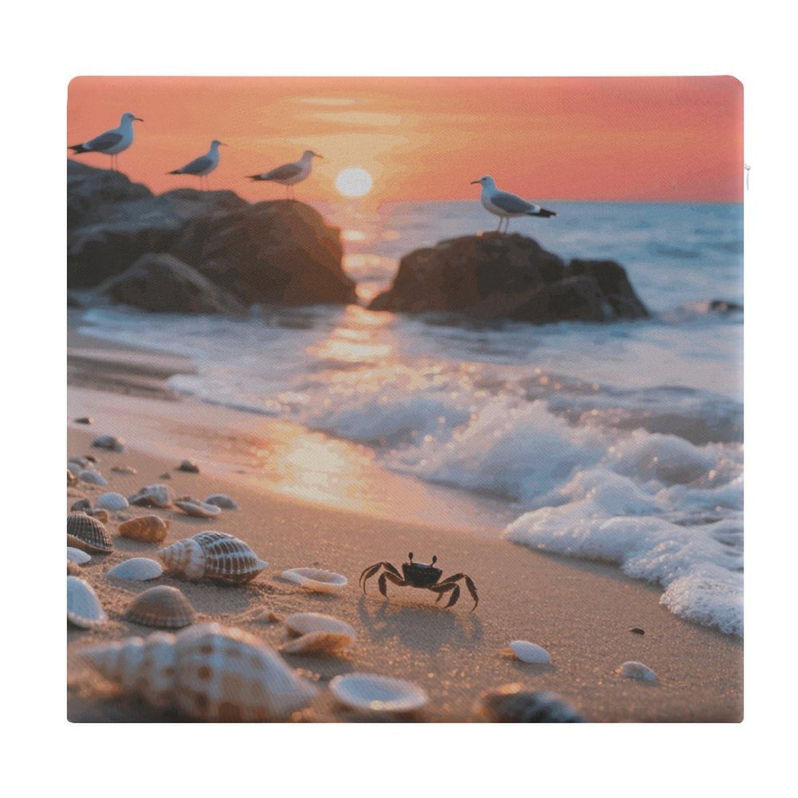 VstaDank Sea Beach Sunset Cushions Memory Dining Chairs Cushion Non Slip Car Seat Cushions Indoo Dining Room Square Chair Pads with Zipper and Removable Cover Cushion