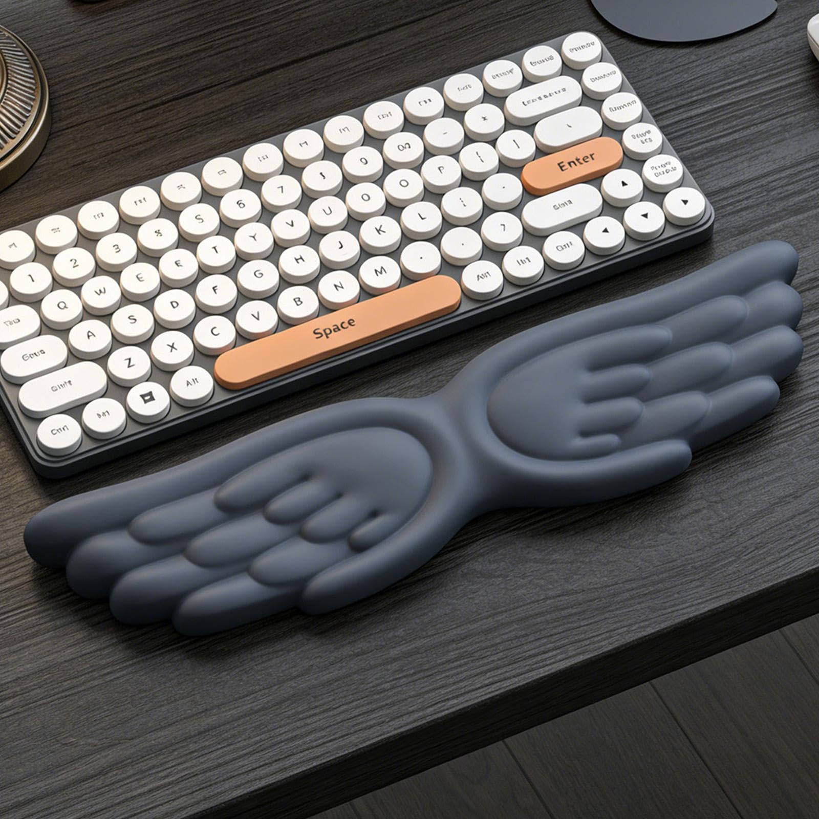 Reposamuñecas para Teclado de Muñeca Almohadilla de Silicona Función Ergonómica Superficie Antideslizante Apto para Oficina Hogar Taller, Gris Azulado