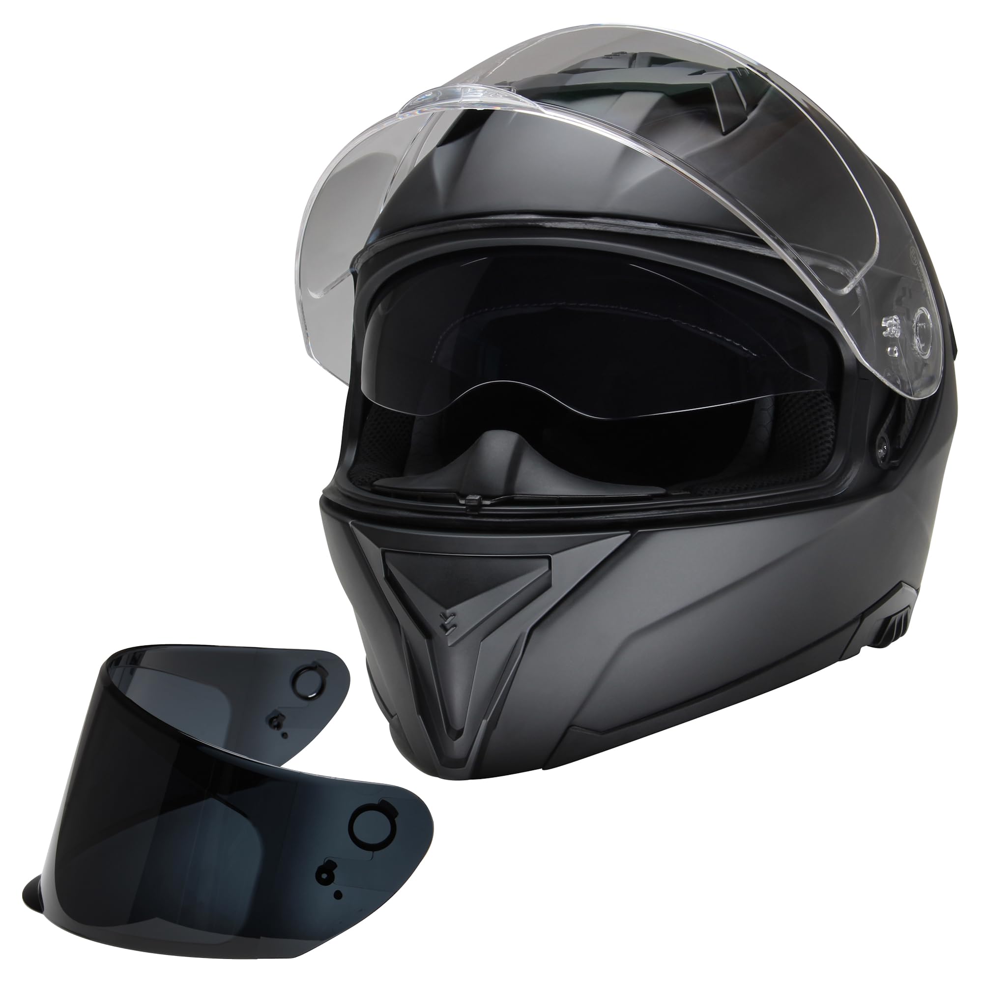 Motorradhelm Integralhelm CMX Blacky L schwarz matt Visier klar getönt Zusatzvisier