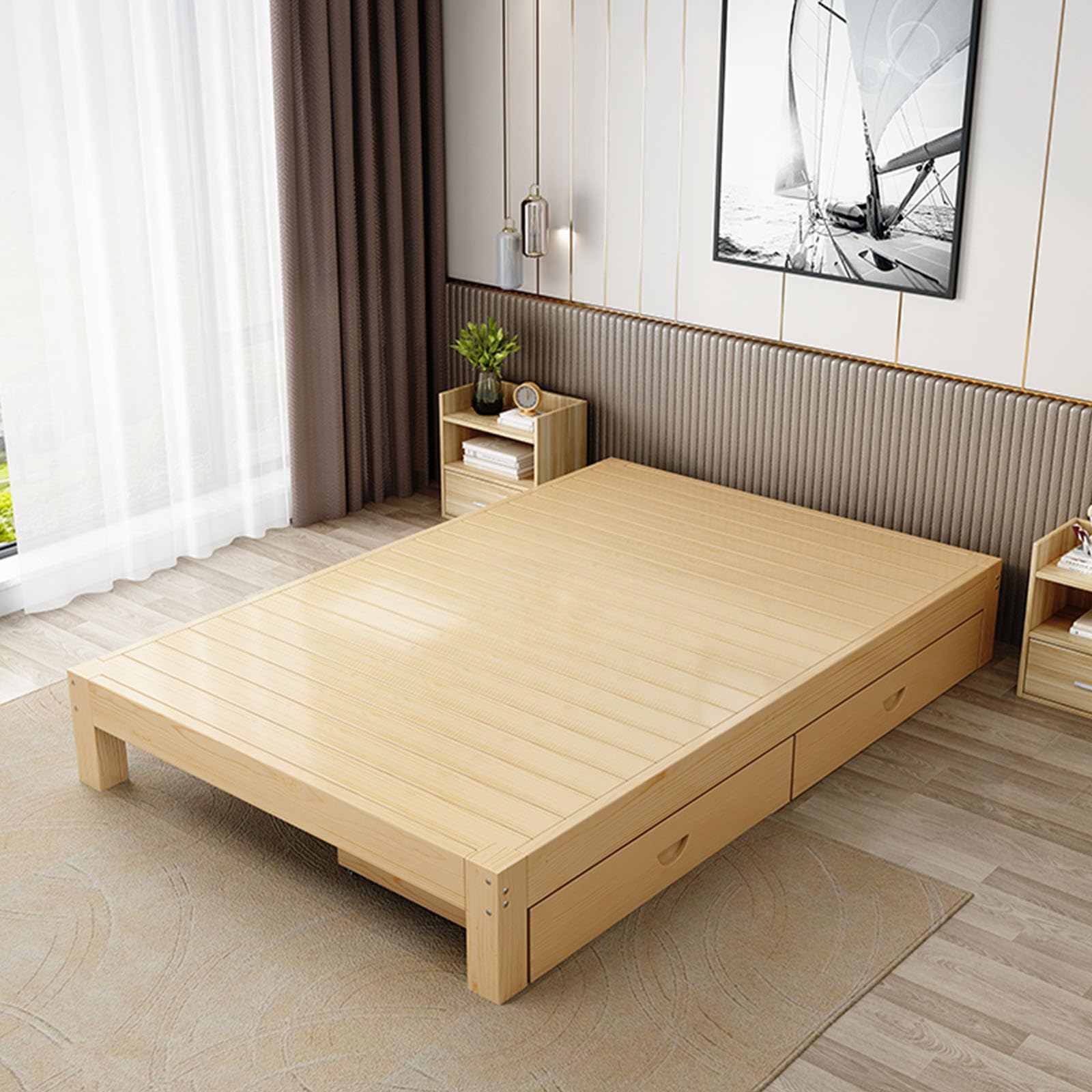 Japanese Bed Frame Full, Japanese Style Bed Frame Queen, Japanese Platform Beds, Scandinavian Bedroom with Low Beds, Floor Platform with Storage