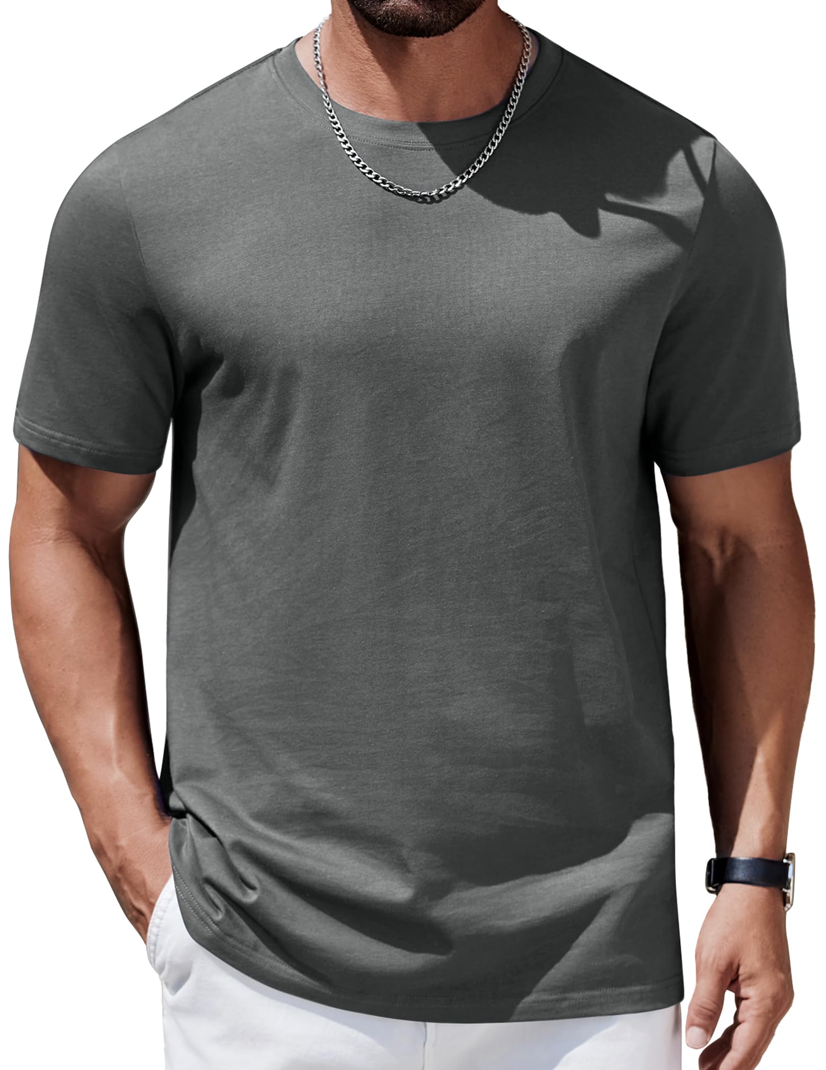 COOFANDY T-Shirts für Herren Baumwoll Tshirt Rundhals T-Shirt Dünnes Sommer Shirt Basic T Shirt