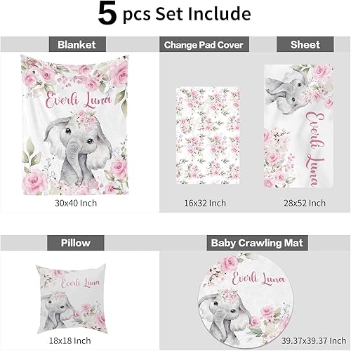 Miniatura 8 de Juego de ropa de cama personalizada para cuna decoración personalizada para guardería, manta de bebé, sábana bajera para cuna, funda para cambiador,