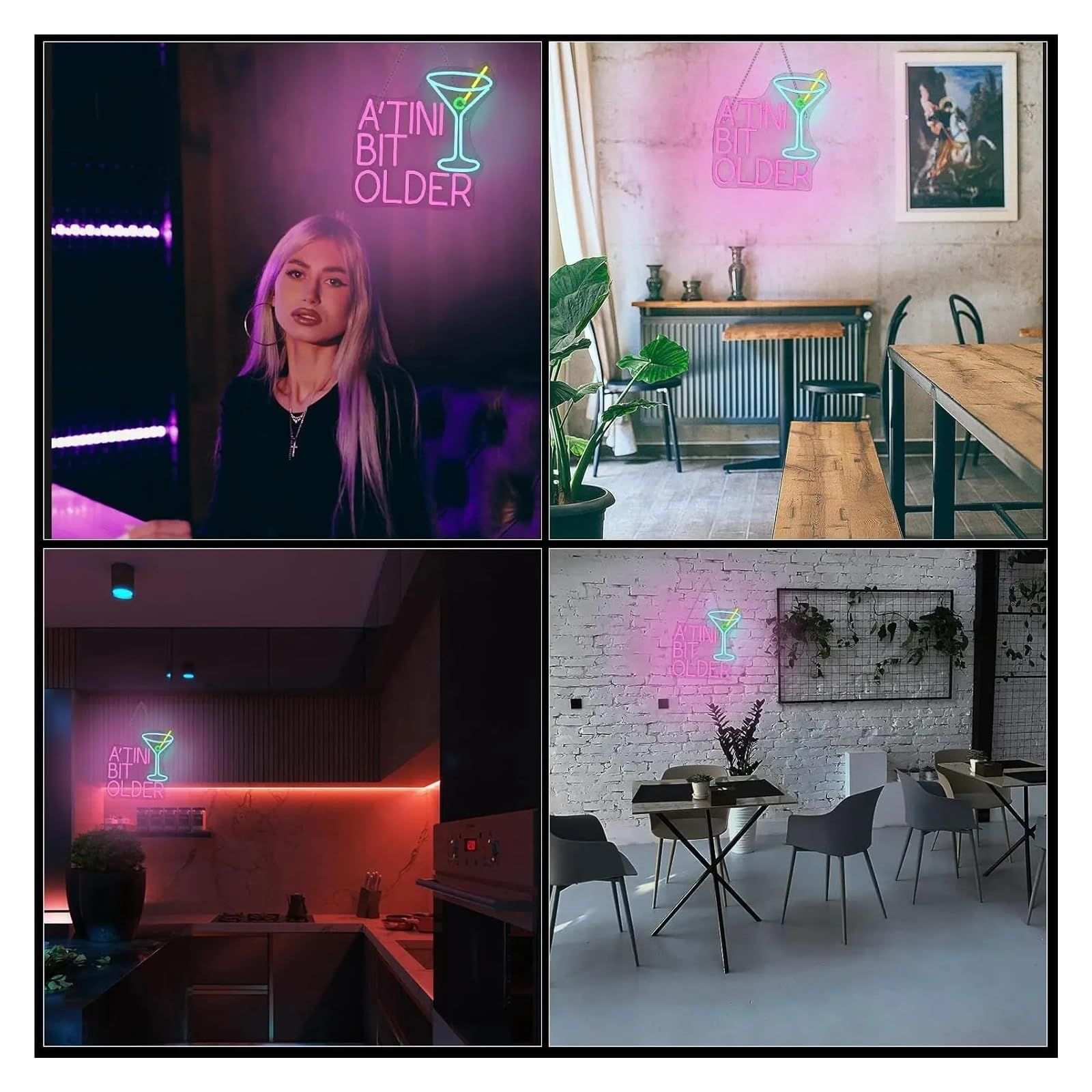 Wiszące neony artystyczne Neon"A'TINI BIT OLDER"USB Koktajl LED Light Do Pubu Martini Bar Bistro Dekoracja Pokoju Gier 35X32.2cm
