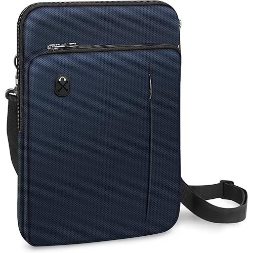 FINPAC 12.9-13 Inch Tablet Laptop Sleeve Case, Briefcase Shoulder Bag for MacBook Pro 14, iPad Pro 12.9 2018-2022, MacBook Air 13 2018-2022, MacBook Pro 13 2016-2023, Surface Laptop Go (Navy)