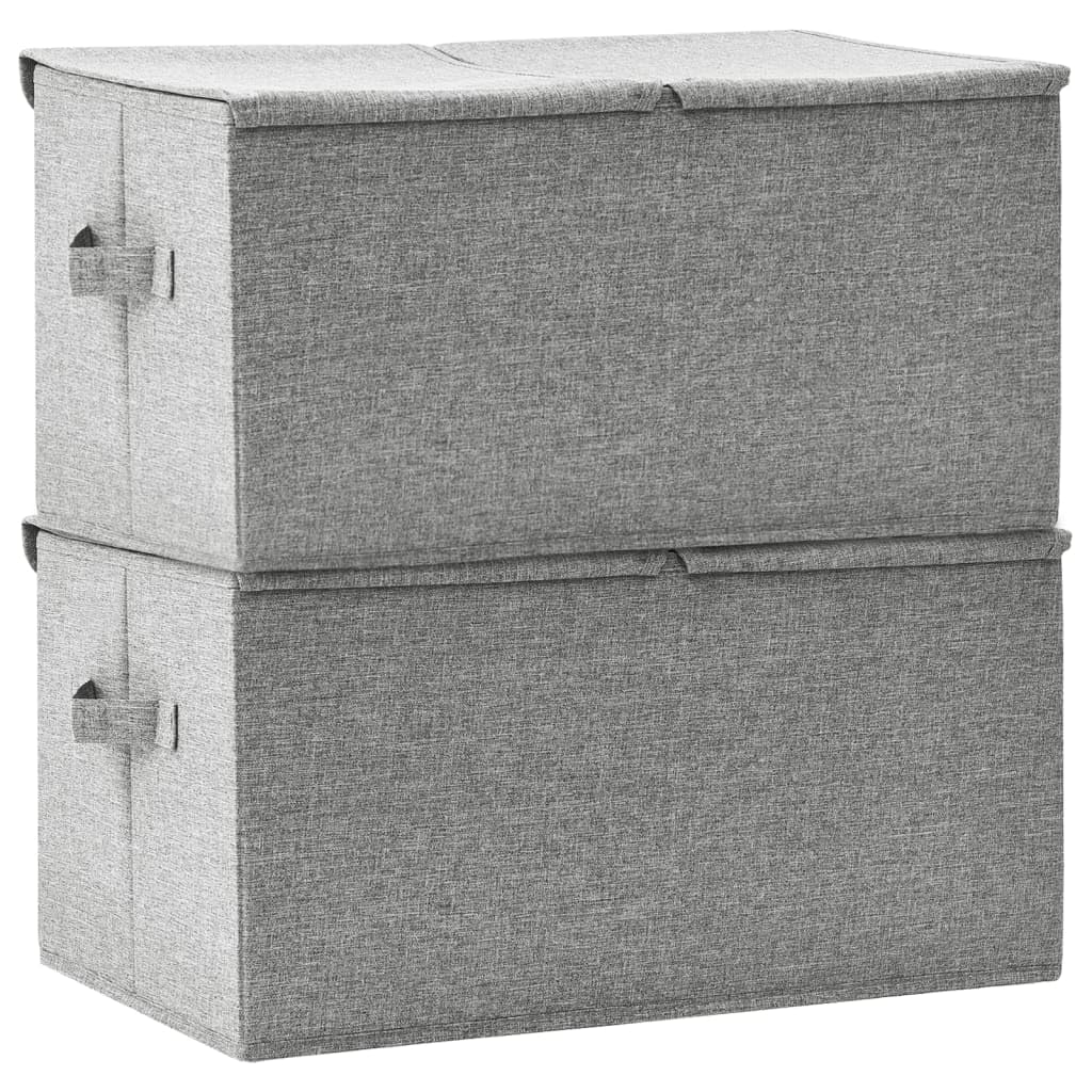 Aufbewahrungsboxen 2 Stk Stoff Grau 50x30x25 cm mit 2 Fächern zusammenklappbar für Kleiderschrank, Schminktisch Organizer und Schubladen zur praktischen Aufbewahrung
