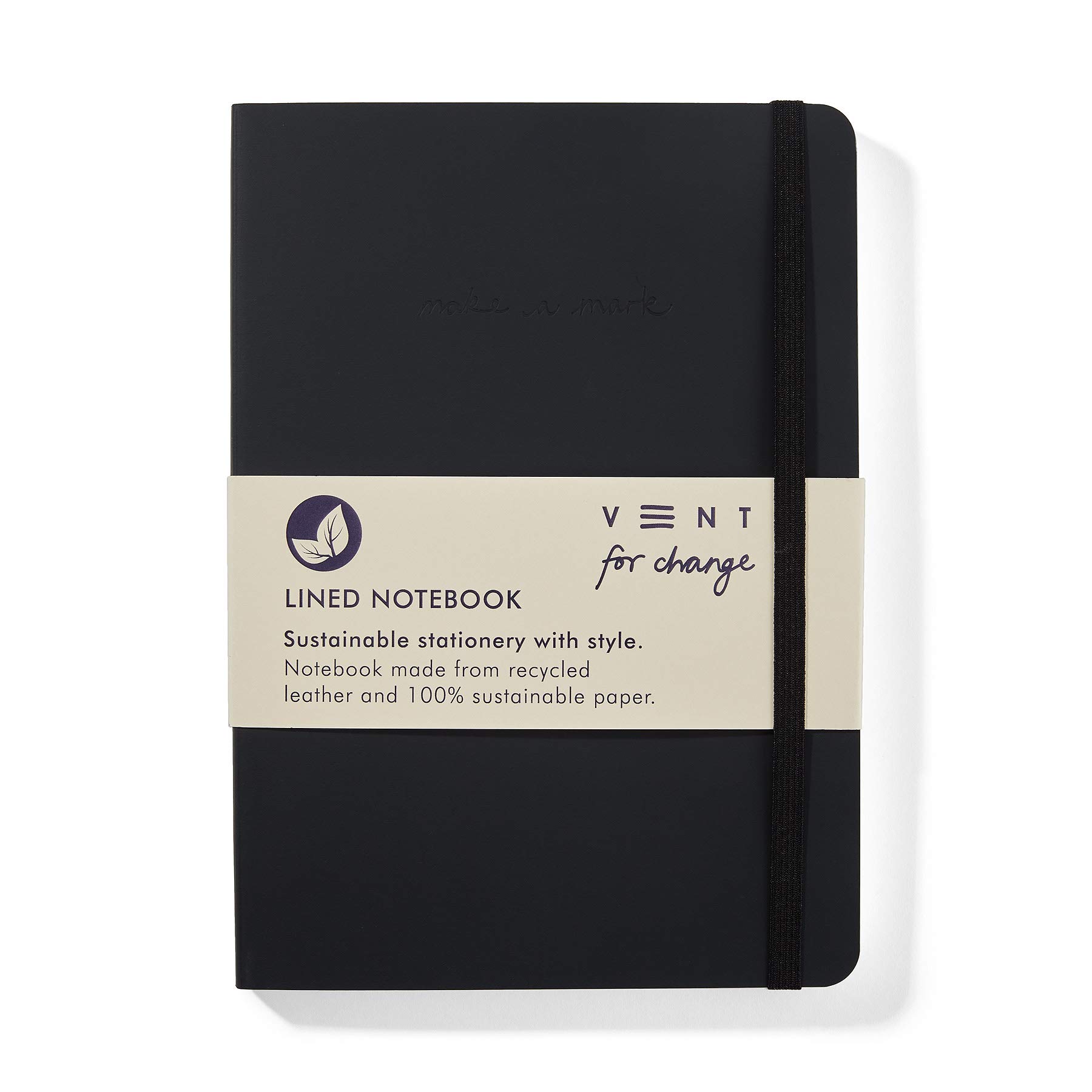 HDmirrorR VENT for Change - Make a Mark Range Classic Design Eco Friendly Recycled Leather A5 Notebook with Lined Paper | Lined Notebook/Notepad | Lined Journal, Great As A Gift - Charcoal Grey