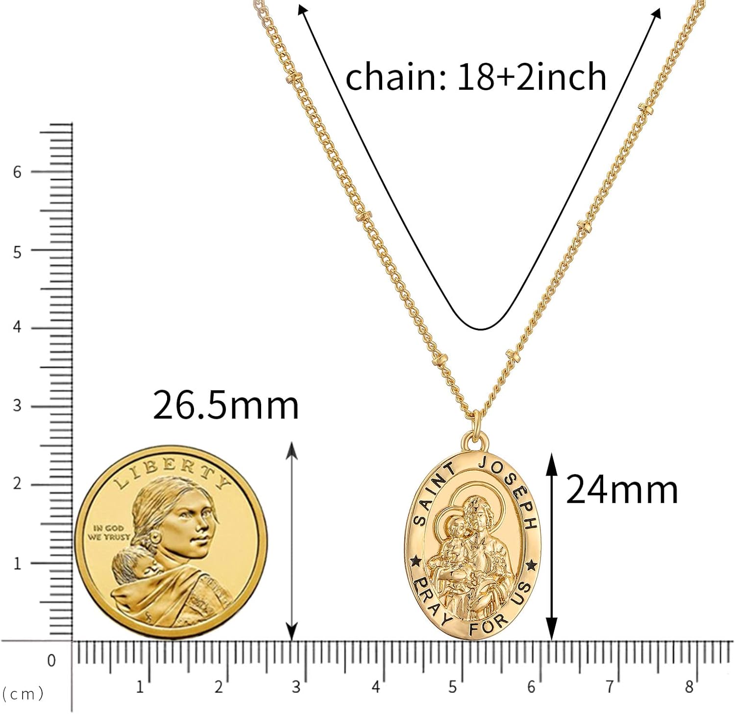 Ascona Valentines Day Gifts for Her Saint Christopher/Michael/Jude/Joseph/Anthony Necklace for Women Catholic Medal Pendant Jewelry 18+2 Inches - Image 6
