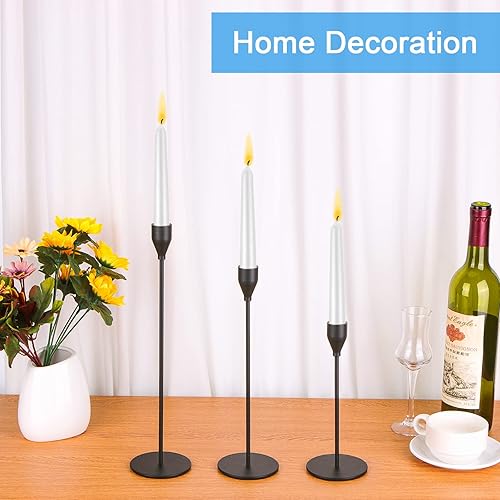 Miniatura 5 de Juego de 6 portavelas negros para velas cónicas portavelas decorativos a granel portavelas cónicos para centro de mesa boda comedor fiesta