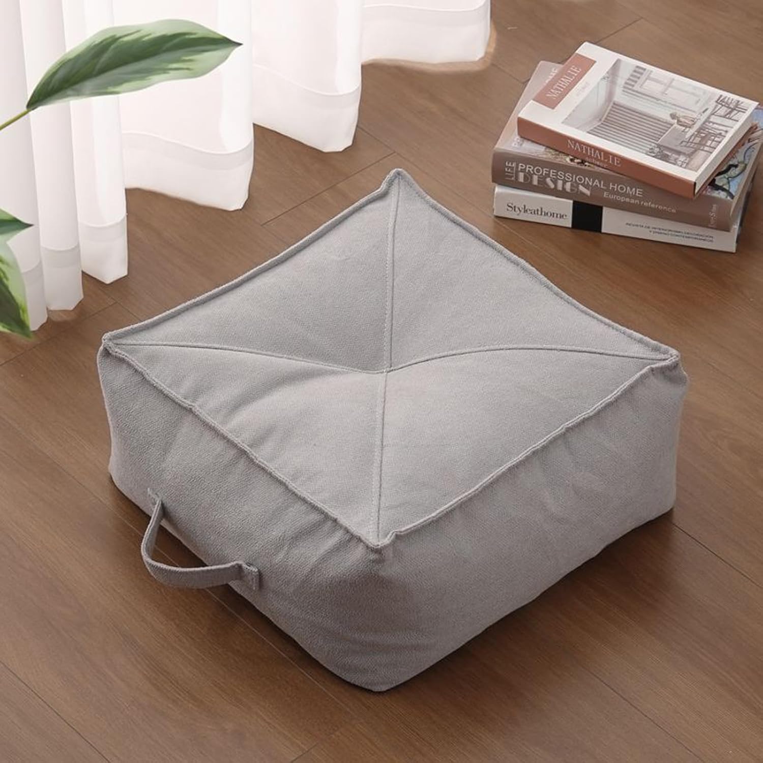 Dickes Booster-Kissen für Wohnzimmer und Büro, bequemes, atmungsaktives, quadratisches Sitzpolster, weiches praktisches Sesselkissen, 50 x 50 x 13 cm, Dunkelgrau