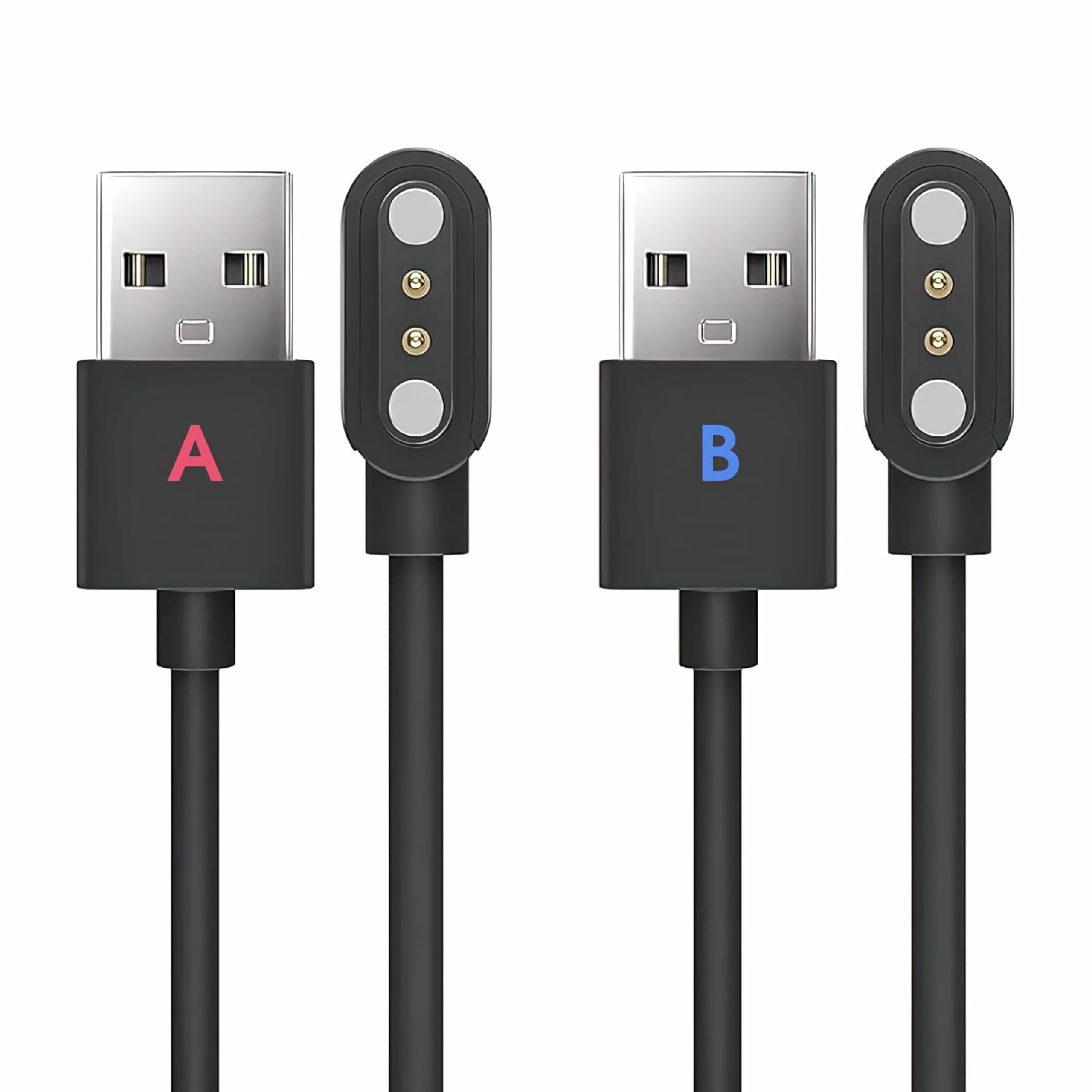 Universal Smart Watch Charger Magnetic 2.84mm [2 Pack] Model A + Model B, Smartwatch Accessories 2 Pin Magnetic Replacement Charger Cable The Charging Distance of Watch is Compatible with 2.5mm - 3mm