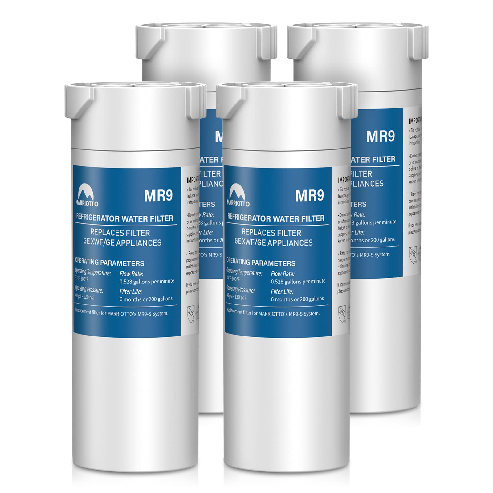 MARRIOTTO XWF Water Filter Replacement for GE XWF Refrigerator Water Filter, 4 PackClimatePartner certified