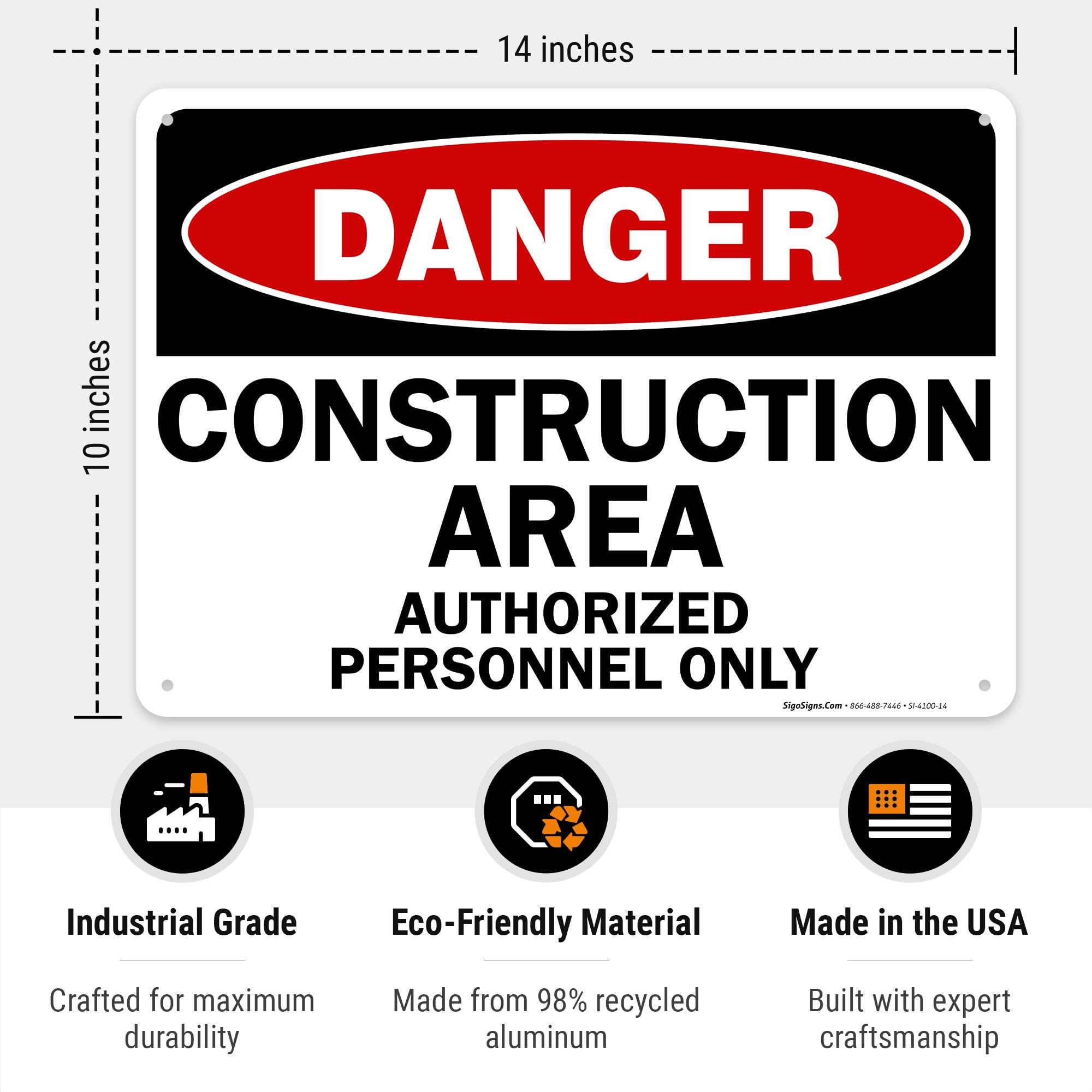 Danger Construction Sign - Authorized Personnel Only -3 Danger Construction Sign - Authorized Personnel Only -3