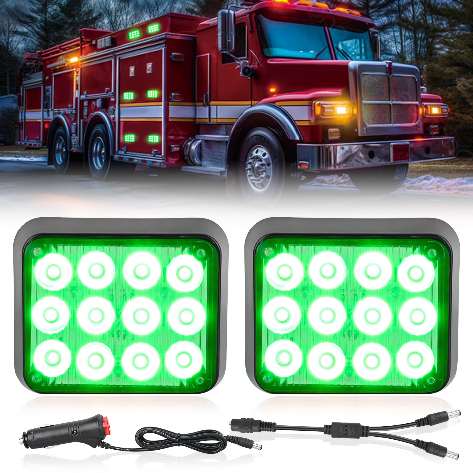 Nilight 12LED Magnetic Wireless Trailer Lights 2PCS Green