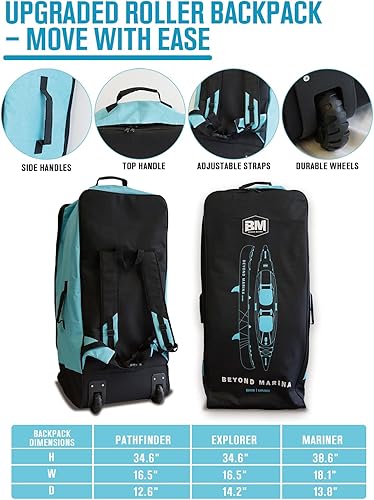 Miniatura 7 de BEYOND MARINA Kayak inflable para 1, 2 y 3 personas, Kayak de puntada completa con paletas de aluminio, asientos, reposapiés, bomba, aletas