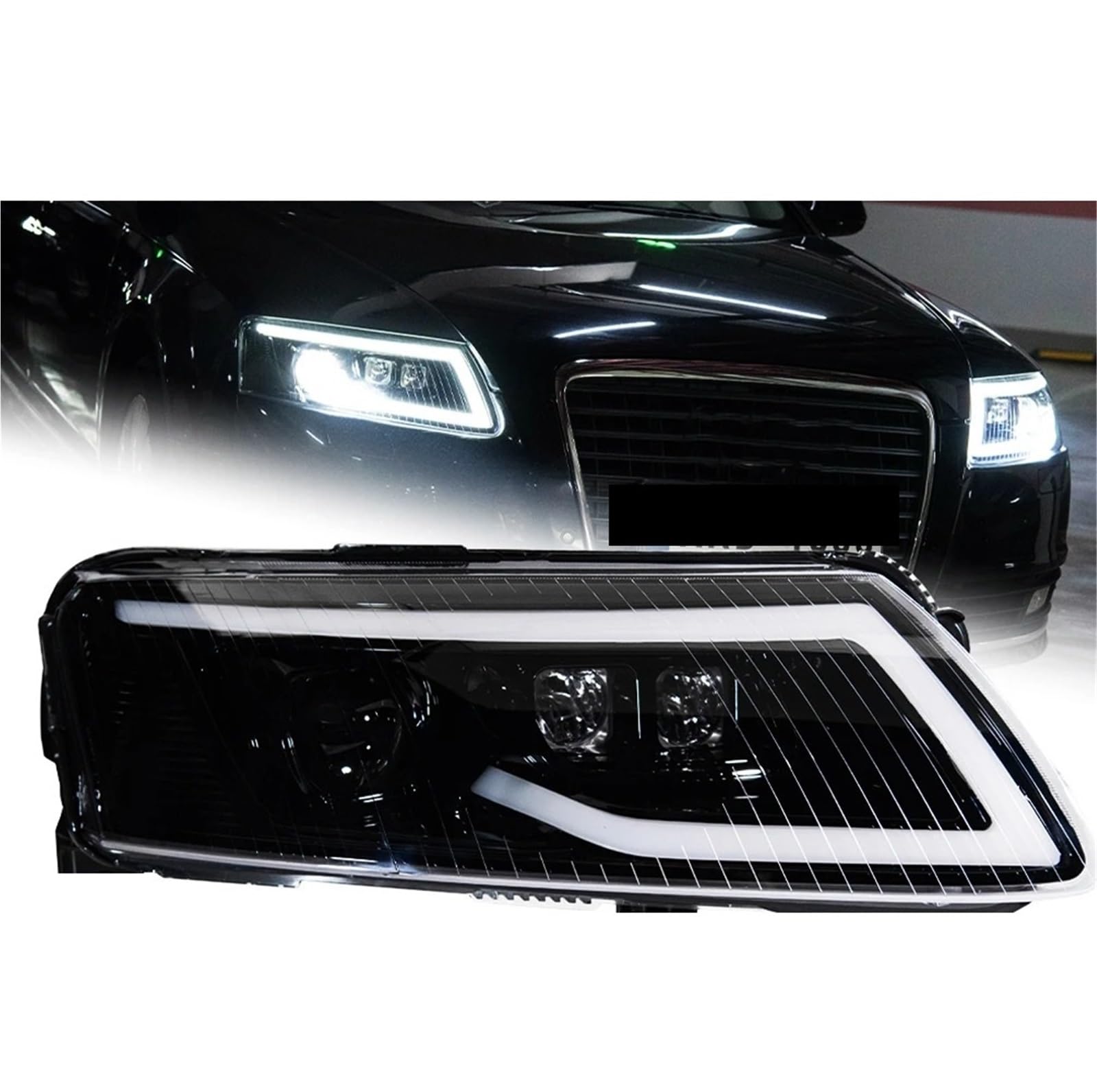Faro Anteriore per Audi A6 C6 2004-2011 A6L DRL Indicatore di direzione Fascio Luminoso Angel Eye Proiettore Lente Faro Anteriore Gruppo Faro Auto (Guida a Destra)