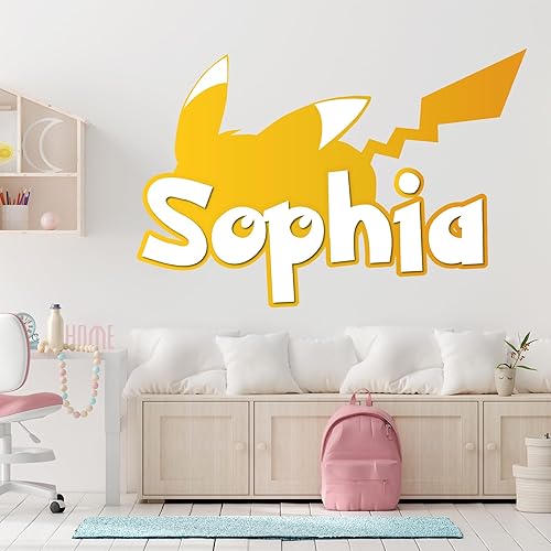 Miniatura 7 de PN-PK.05 - Calcomanía de pared de Poke-Ball, nombre personalizado, arte de pared icónico de Poke-Ball, unisex, decoración de pared para niños y