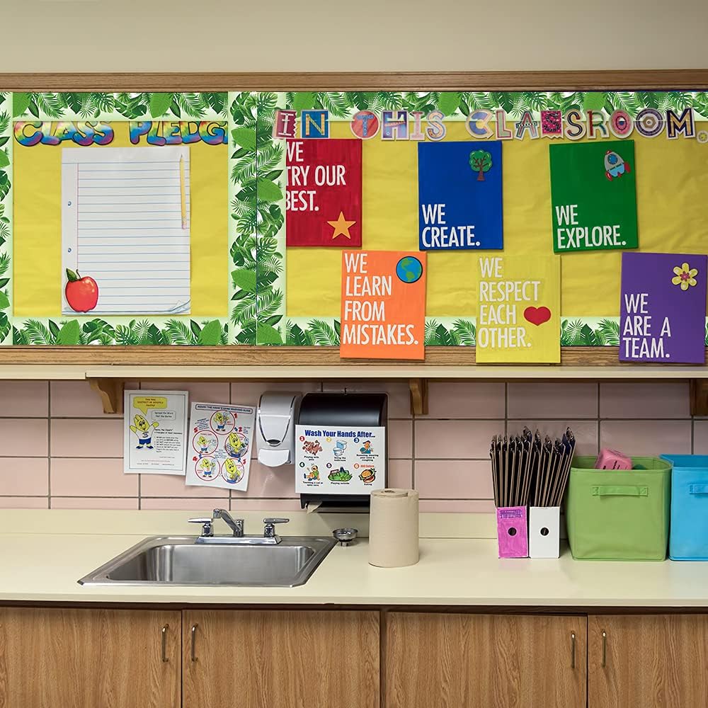 Buy Boho Greenery Border Trim Bulletin Borders Stickers, 50 ft Back