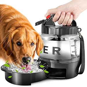 Portable Dog Water Bottle Bowl - 1600ml Travel Water Bowl Dispenser for Dogs Leak Proof, Suitable for Large Pet Drinking, Camping, Outdoor Activities